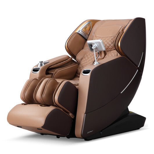 Enjoyment 30-2024 SL Track 4D Full Body Massage Chair Zero Gravity Electric Shiatsu Massage Recliner with Airbags-Brown