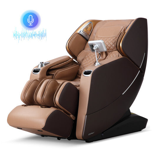 Enjoyment 30-2024 SL Track 4D Full Body Massage Chair Zero Gravity Electric Shiatsu Massage Recliner with Airbags-Brown