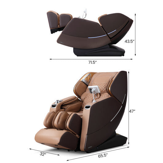 Enjoyment 30-2024 SL Track 4D Full Body Massage Chair Zero Gravity Electric Shiatsu Massage Recliner with Airbags-Brown
