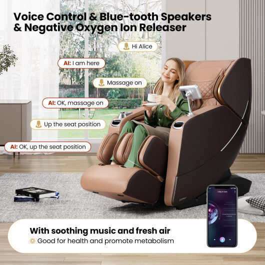 Enjoyment 30-2024 SL Track 4D Full Body Massage Chair Zero Gravity Electric Shiatsu Massage Recliner with Airbags-Brown