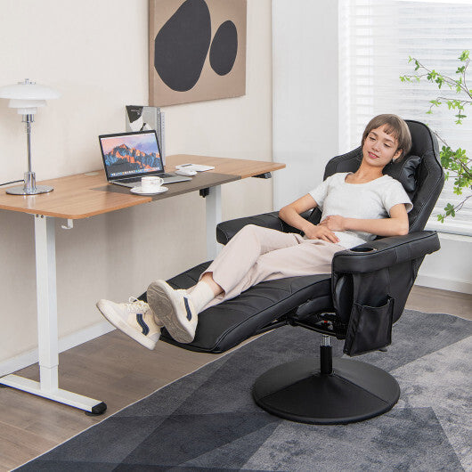 Costway Massage Video Gaming Recliner Chair with Adjustable Height-Black